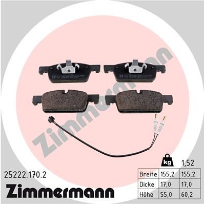 Stabdžių trinkelių rinkinys, diskinis stabdys ZIMMERMANN 25222.170.2