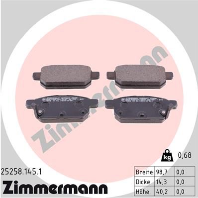 Brake Pad Set, disc brake ZIMMERMANN 25258.145.1
