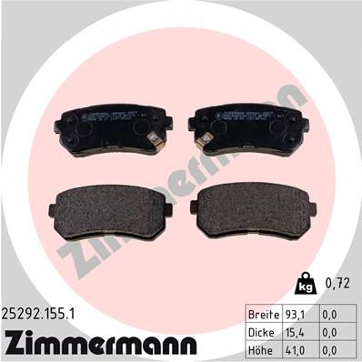 Brake Pad Set, disc brake ZIMMERMANN 25292.155.1