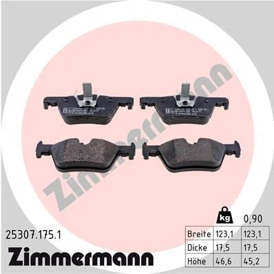 Stabdžių trinkelių rinkinys, diskinis stabdys ZIMMERMANN 25307.175.1