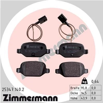 Stabdžių trinkelių rinkinys, diskinis stabdys ZIMMERMANN 25347.140.2
