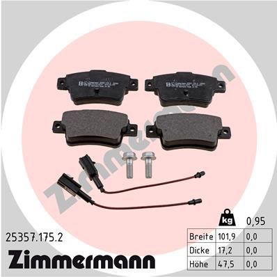 Stabdžių trinkelių rinkinys, diskinis stabdys ZIMMERMANN 25357.175.2