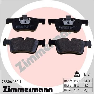 Stabdžių trinkelių rinkinys, diskinis stabdys ZIMMERMANN 25506.180.1