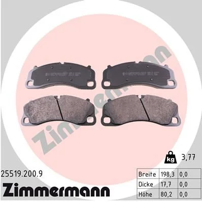 Stabdžių trinkelių rinkinys, diskinis stabdys ZIMMERMANN 25519.200.9