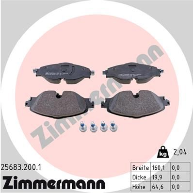 Комплект гальмівних накладок, дискове гальмо ZIMMERMANN 25683.200.1