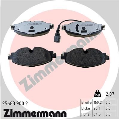 Stabdžių trinkelių rinkinys, diskinis stabdys ZIMMERMANN 25683.900.2