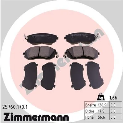 Stabdžių trinkelių rinkinys, diskinis stabdys ZIMMERMANN 25760.170.1