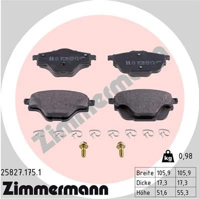 Stabdžių trinkelių rinkinys, diskinis stabdys ZIMMERMANN 25827.175.1