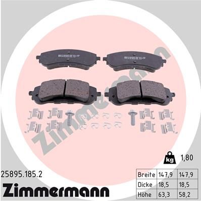 Stabdžių trinkelių rinkinys, diskinis stabdys ZIMMERMANN 25895.185.2