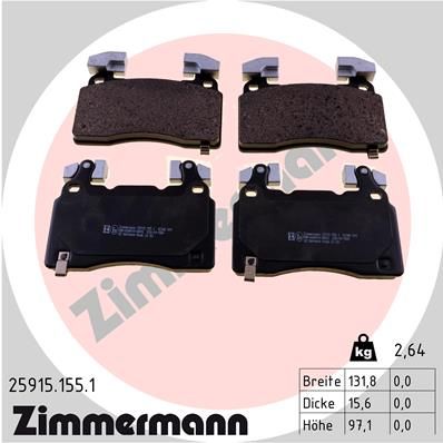 Комплект гальмівних накладок, дискове гальмо ZIMMERMANN 25915.155.1