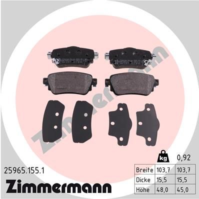 Stabdžių trinkelių rinkinys, diskinis stabdys ZIMMERMANN 25965.155.1