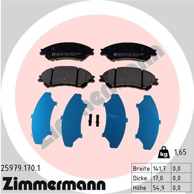 Комплект гальмівних накладок, дискове гальмо ZIMMERMANN 25979.170.1