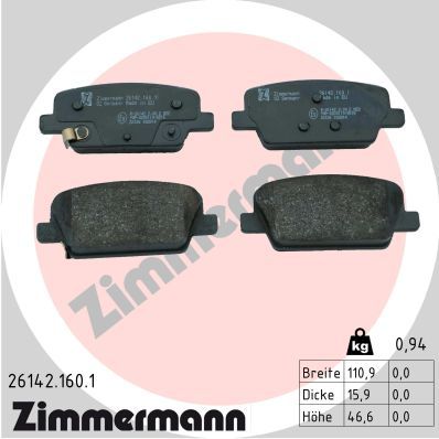 Brake Pad Set, disc brake ZIMMERMANN 26142.160.1