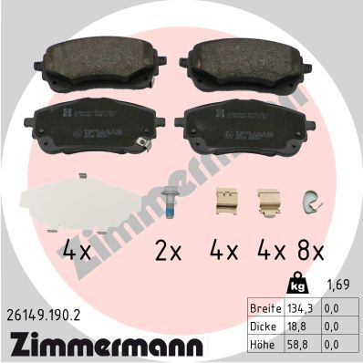 Brake Pad Set, disc brake ZIMMERMANN 26149.190.2