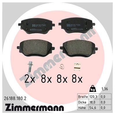 Brake Pad Set, disc brake ZIMMERMANN 26188.180.2