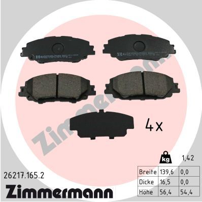 Stabdžių trinkelių rinkinys, diskinis stabdys ZIMMERMANN 26217.165.2