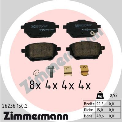 Комплект гальмівних накладок, дискове гальмо ZIMMERMANN 26236.150.2