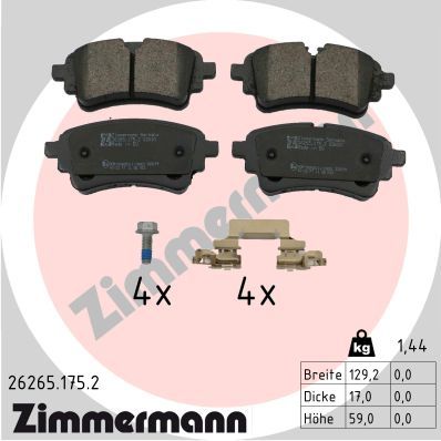 Stabdžių trinkelių rinkinys, diskinis stabdys ZIMMERMANN 26265.175.2