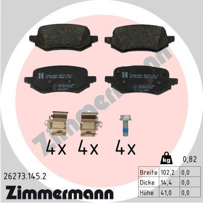 Комплект гальмівних накладок, дискове гальмо ZIMMERMANN 26273.145.2