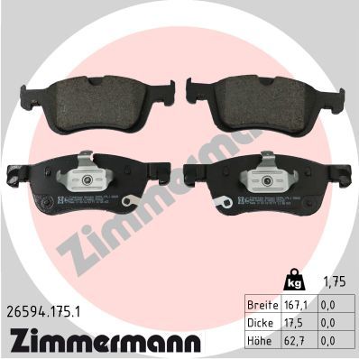 Brake Pad Set, disc brake ZIMMERMANN 26594.175.1