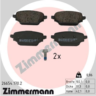 Stabdžių trinkelių rinkinys, diskinis stabdys ZIMMERMANN 26654.170.2