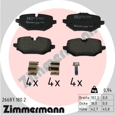 Stabdžių trinkelių rinkinys, diskinis stabdys ZIMMERMANN 26687.180.2