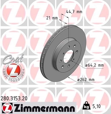 Brake Disc ZIMMERMANN 280.3153.20