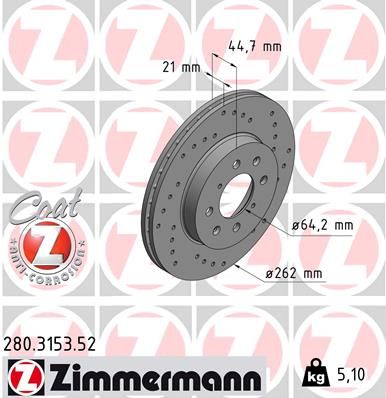 Brake Disc ZIMMERMANN 280.3153.52