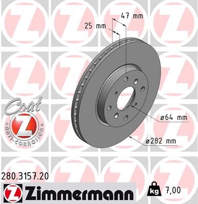 Stabdžių diskas ZIMMERMANN 280.3157.20