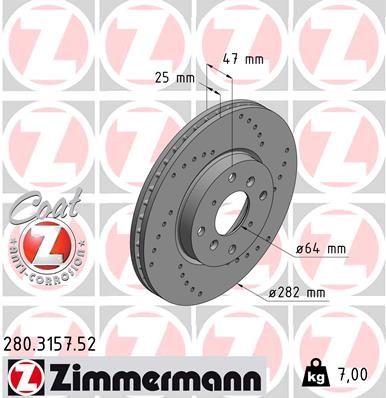 Brake Disc ZIMMERMANN 280.3157.52