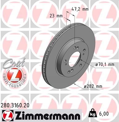 Brake Disc ZIMMERMANN 280.3160.20