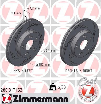 Brake Disc ZIMMERMANN 280.3171.53