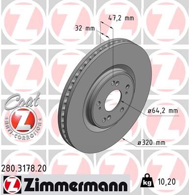 Stabdžių diskas ZIMMERMANN 280.3178.20