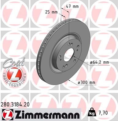 Гальмівний диск ZIMMERMANN 280.3184.20