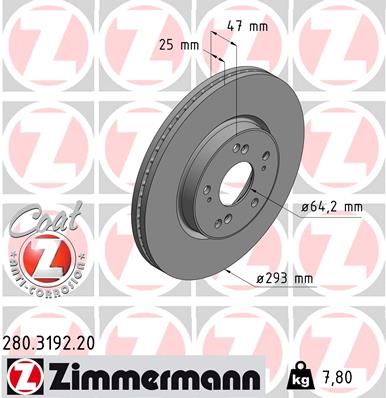 Stabdžių diskas ZIMMERMANN 280.3192.20