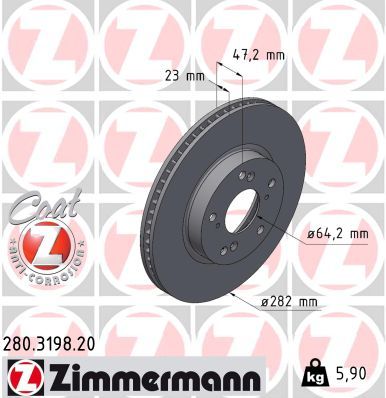 Stabdžių diskas ZIMMERMANN 280.3198.20