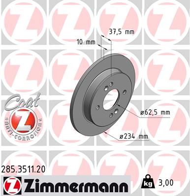 Brake Disc ZIMMERMANN 285.3511.20