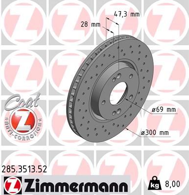 Stabdžių diskas ZIMMERMANN 285.3513.52