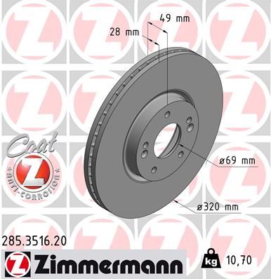 Гальмівний диск ZIMMERMANN 285.3516.20