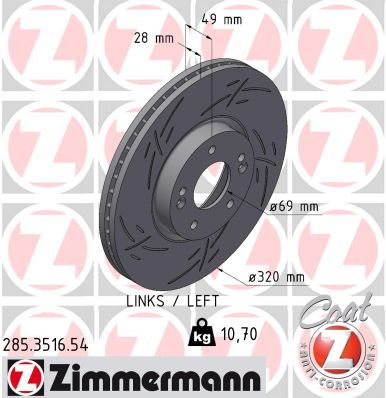 Гальмівний диск ZIMMERMANN 285.3516.54