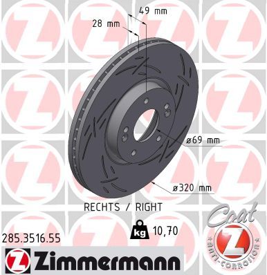 Stabdžių diskas ZIMMERMANN 285.3516.55