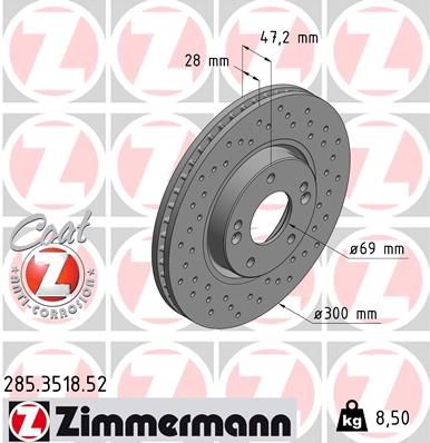 Гальмівний диск ZIMMERMANN 285.3518.52