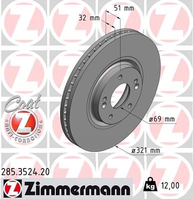 Гальмівний диск ZIMMERMANN 285.3524.20