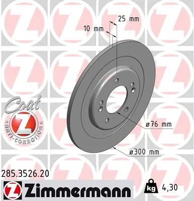 Stabdžių diskas ZIMMERMANN 285.3526.20