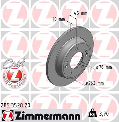 Stabdžių diskas ZIMMERMANN 285.3528.20