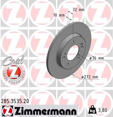 Stabdžių diskas ZIMMERMANN 285.3535.20