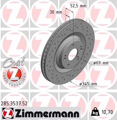 Гальмівний диск ZIMMERMANN 285.3537.52