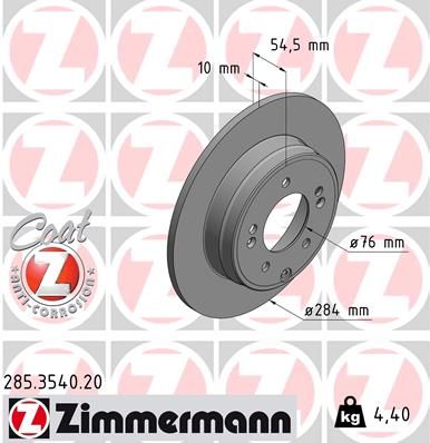 Stabdžių diskas ZIMMERMANN 285.3540.20