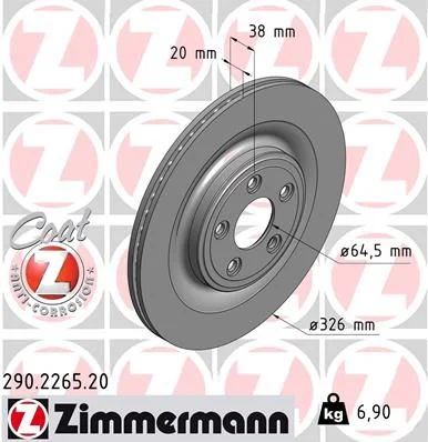 Stabdžių diskas ZIMMERMANN 290.2265.20