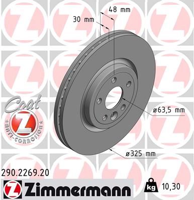 Stabdžių diskas ZIMMERMANN 290.2269.20